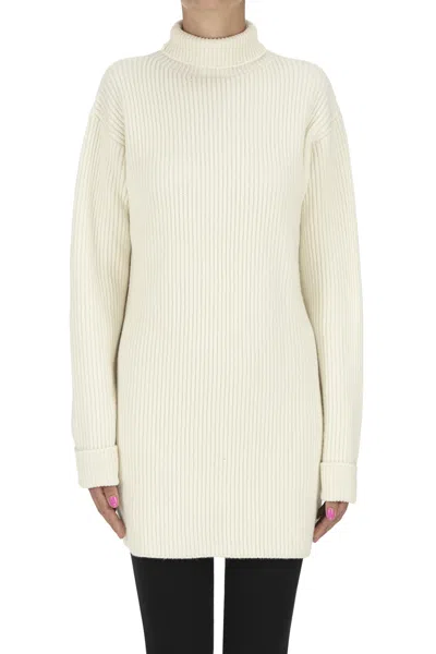 JIL SANDER RIBBED KNIT MAXI PULLOVER