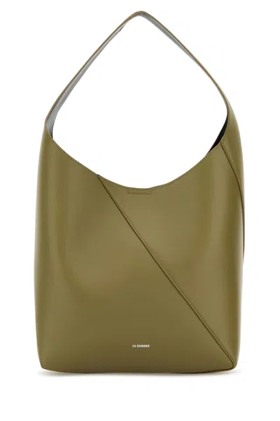 JIL SANDER SAGE GREEN LEATHER MEDIUM VERTIGO SHOULDER BAG