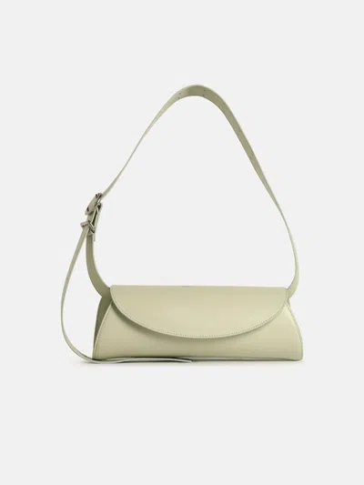 JIL SANDER SMALL 'CANNOLO' LIGHT GREEN LEATHER BAG