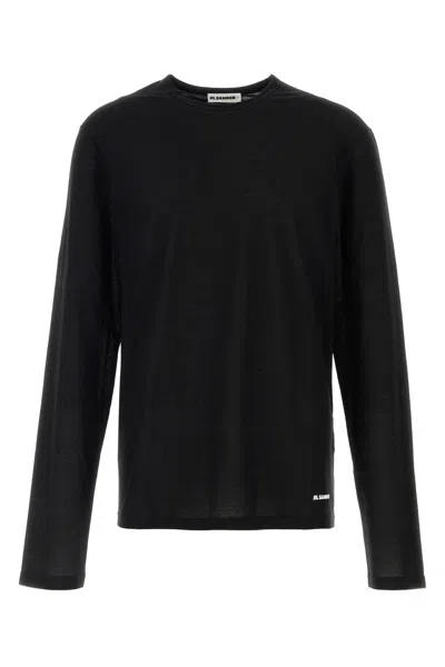 JIL SANDER JIL SANDER BLACK COTTON T-SHIRT
