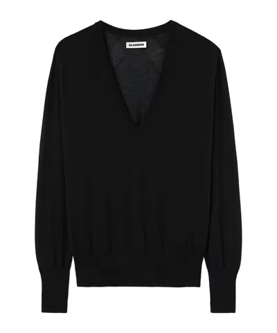 JIL SANDER JIL SANDER LONG SLEEVED V-NECK KNITTED TOP