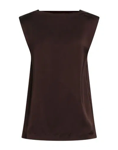 JIL SANDER JIL SANDER WOMAN TOP DARK BROWN SIZE 2 VISCOSE