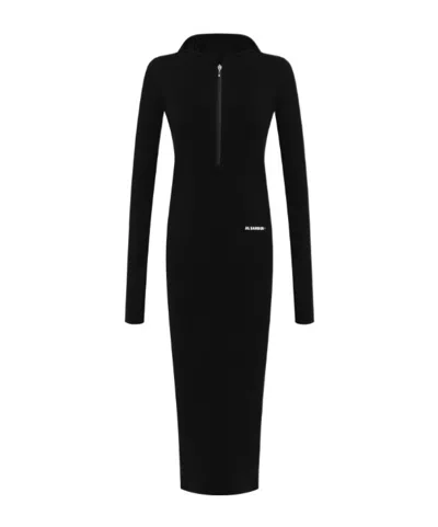 JIL SANDER JIL SANDER HOODED KNIT MIDI DREESS