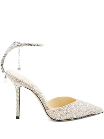 JIMMY CHOO 100MM SAEDA CRYSTAL-EMBELLISHED PUMPS