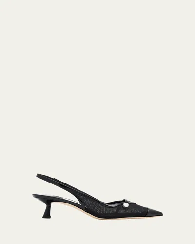 JIMMY CHOO AMITA MESH PEARLY-STRAP SLINGBACK PUMPS