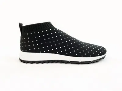 JIMMY CHOO AUTHENTIC JIMMY CHOO NORWAY SOCK SNEAKERS, BLACK MICRO STUDS, RETAIL $950