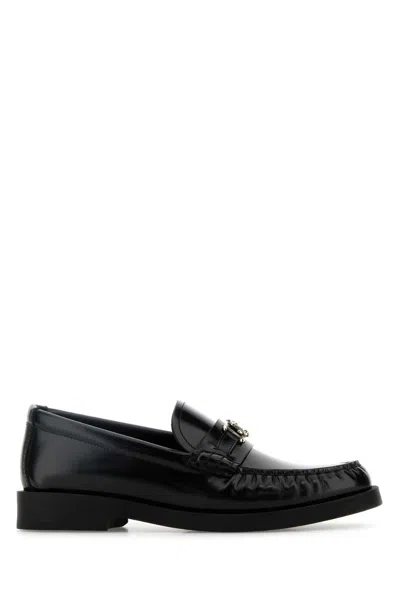 JIMMY CHOO BLACK LEATHER ADDIE LOAFERS