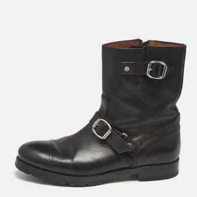 JIMMY CHOO BLACK LEATHER ANKLE LENGTH BOOTS SIZE 43