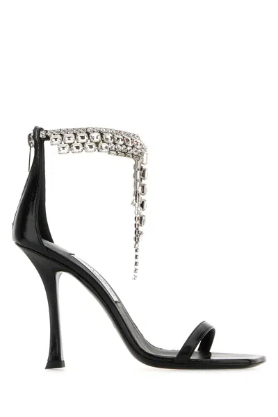 JIMMY CHOO BLACK LEATHER VERITY SANDALS