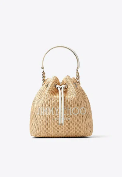 JIMMY CHOO BON BON RAFFIA BUCKET BAG