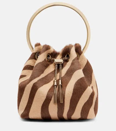 JIMMY CHOO BON BON SMALL CALF HAIR BUCKET BAG