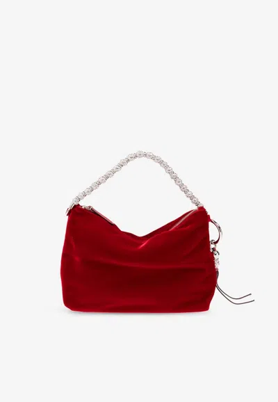 JIMMY CHOO CALLIE VELVET SHOULDER BAG