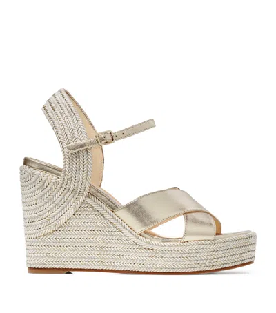JIMMY CHOO DELLENA 100 LEATHER WEDGE SANDALS