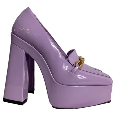 JIMMY CHOO DIAMOND TILDA PLATFORM PUMPS IN PURPLE LEATHER