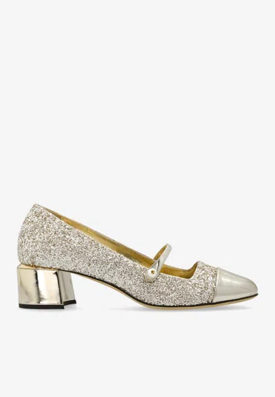 JIMMY CHOO ELISA 45 GLITTERED PUMPS