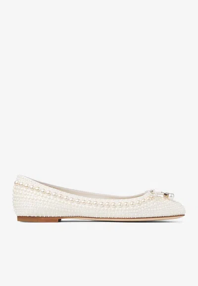 JIMMY CHOO ELME PEARL EMBELLISHED FLATS