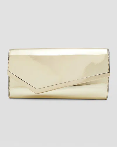 JIMMY CHOO EMMIE METALLIC LEATHER CLUTCH BAG