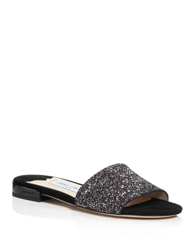 JIMMY CHOO JIMMY CHOO JONI WOMENS GLITTER TWILIGHT SLIDE SANDALS 36 37 37.5 38