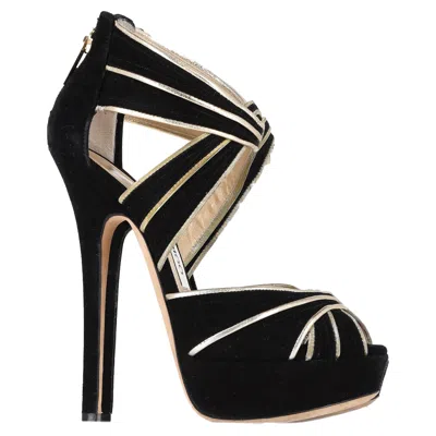 JIMMY CHOO KOKO PLATFORM SANDALS IN BLACK SUEDE