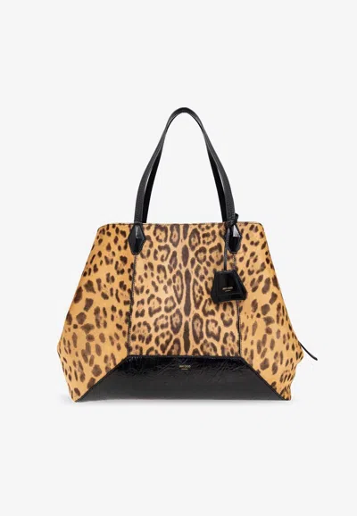 JIMMY CHOO LARGE DIAMOND ANIMAL-PRINT TOTE BAG