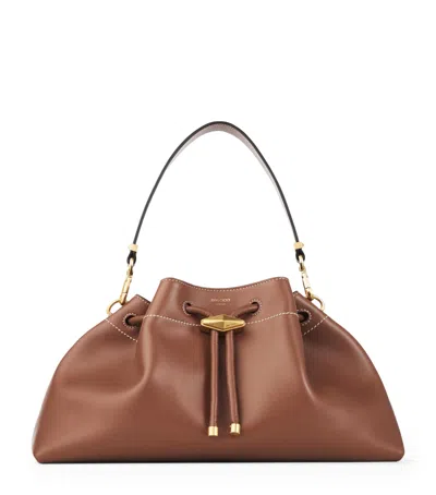 JIMMY CHOO MEDIUM CINCH LEATHER BUCKET BAG