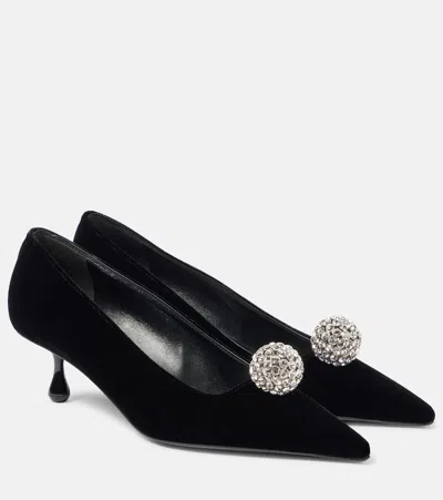 JIMMY CHOO ORB 50 EMBELLISHED VELVET PUMPS