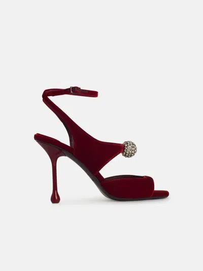 JIMMY CHOO 'ORB' RED VELVET SANDALS