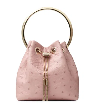 JIMMY CHOO OSTRICH LEATHER BON BON TOP-HANDLE BAG