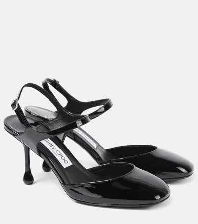 JIMMY CHOO PIXIE 80 PATENT LEATHER SLINGBACK PUMPS