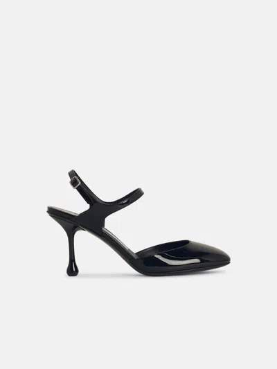 JIMMY CHOO 'PIXIE' BLACK LEATHER SLINGBACKS