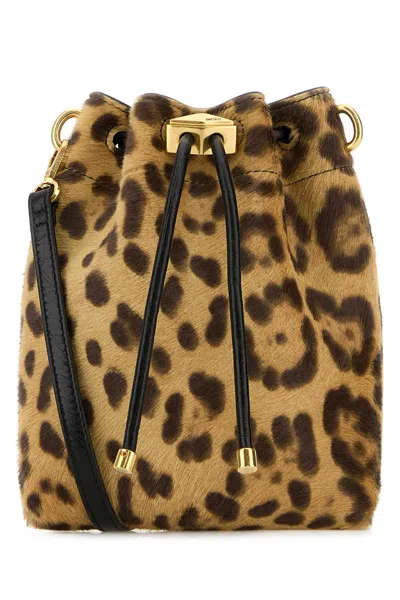 JIMMY CHOO PRINTED CALF HAIR BON BON BUCKET BAG