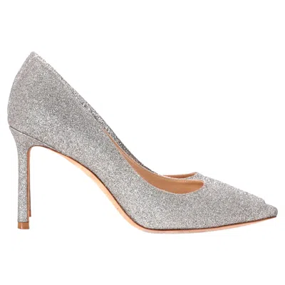 JIMMY CHOO ROMY PUMPS IN SILVER GLITTER