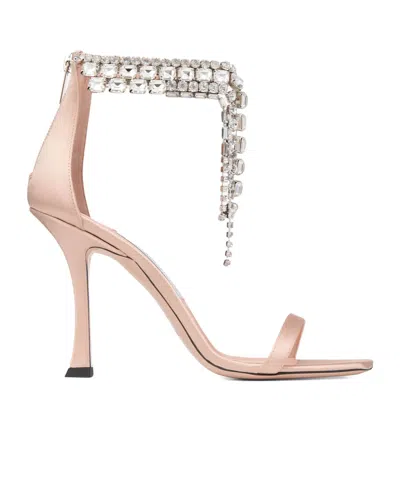 JIMMY CHOO SQUARE TOE HIGH HEEL SANDALS