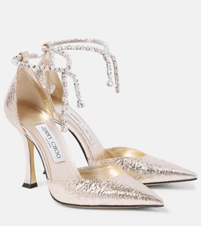 JIMMY CHOO STEVIE 100 EMBELLISHED FAUX LEATHER PUMPS