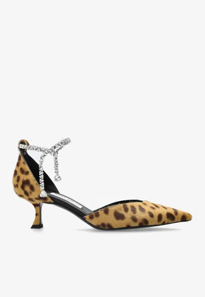 JIMMY CHOO STEVIE 50 LEOPARD-PRINT PUMPS