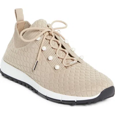 JIMMY CHOO JIMMY CHOO VELES FAUX PEARL KNIT SNEAKER