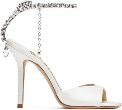 JIMMY CHOO WHITE SAEDA 100 HEELED SANDALS