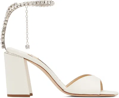JIMMY CHOO WHITE SAEDA BLOCK HEEL 85 HEELED SANDALS