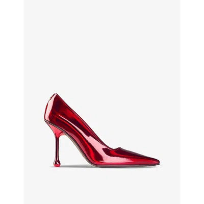 JIMMY CHOO WOMENS RUBY RED IXIA CAR-PAINT PATENT-LEATHER HEELED COURTS EUR 37 / 4 UK