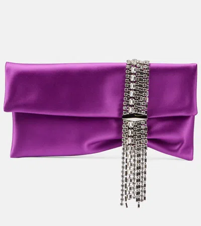 JIMMY CHOO ZANDRA EMBELLISHED SATIN CLUTCH