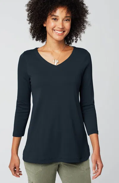JJILL J.JILL PIMA 3/4-SLEEVE V-NECK TEE