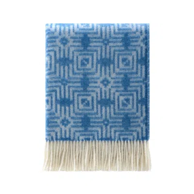 J.J.TEXTILE BLUE / WHITE RETRO WOOL THROW