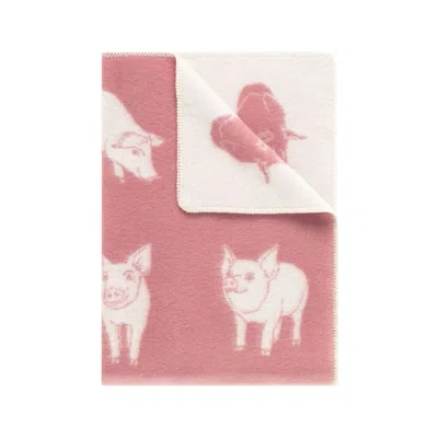 J.J.TEXTILE PINK / PURPLE / WHITE PIGLET SMALL WOOL BLANKET