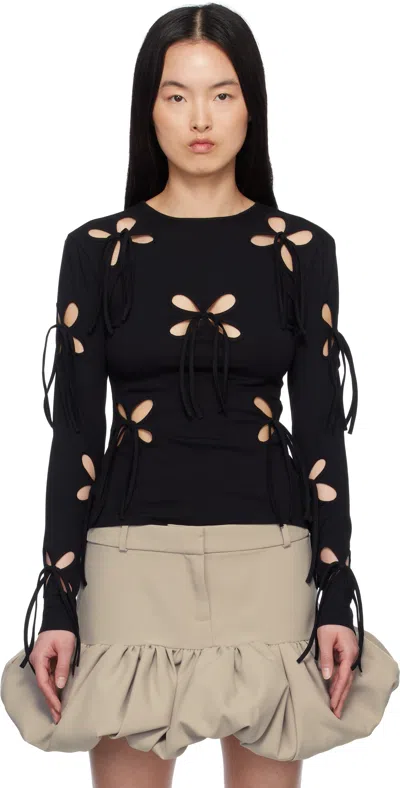 J.KIM BLACK PETAL LONG SLEEVE T-SHIRT