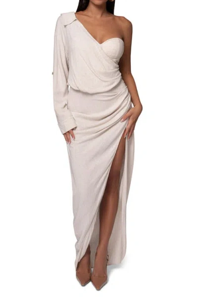 JLUXLABEL JLUXLABEL EVITA SINGLE LONG SLEEVE COTTON & LINEN MAXI DRESS