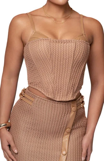 JLUXLABEL JLUXLABEL HARLEY TEXTURED FAUX LEATHER CORSET TOP