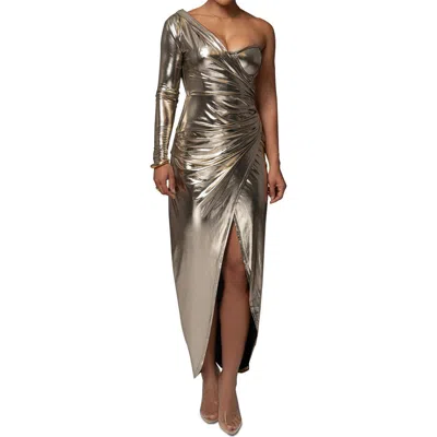 JLUXLABEL JLUXLABEL KALEAH METALLIC ONE-SHOULDER GOWN