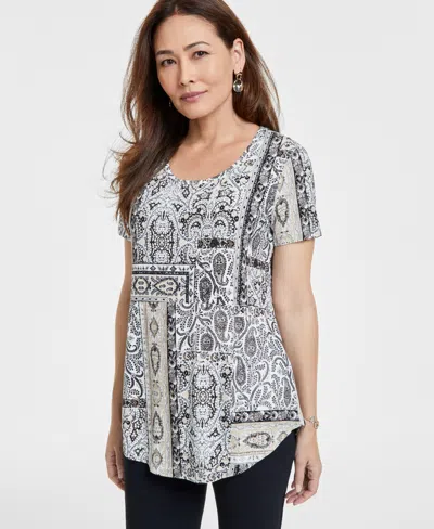 JM COLLECTION PLUS SIZE PRINTED T-SHIRT, EXCLUSIVELY AT MACY'S