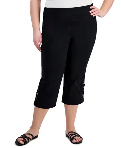 JM COLLECTION PLUS SIZE SIDE LACE-UP CAPRI PANTS, CREATED FOR MACY'S