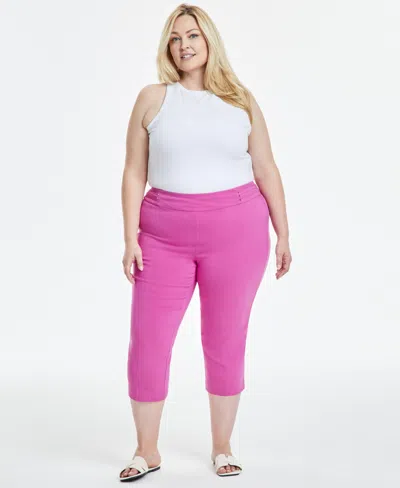 JM COLLECTION PLUS SIZE TUMMY CONTROL PULL-ON CAPRI PANTS, CREATED FOR MACY'S